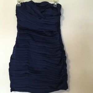 Royal blue ruffled strapless dress, size 0